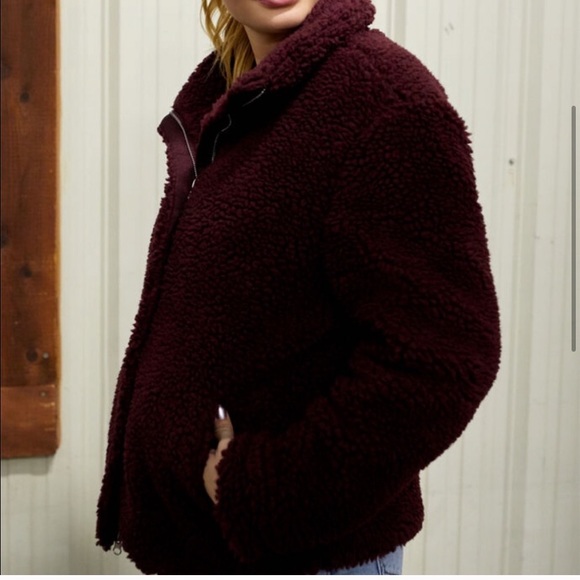 Pacsun Sherpa Teddy Zip-Up Jacket Coat - Picture 4 of 8